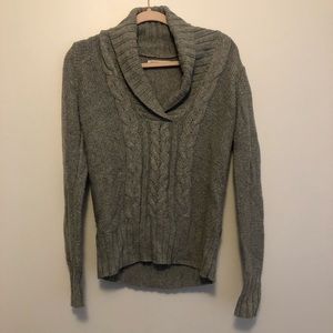 Gray cable-knit sweater